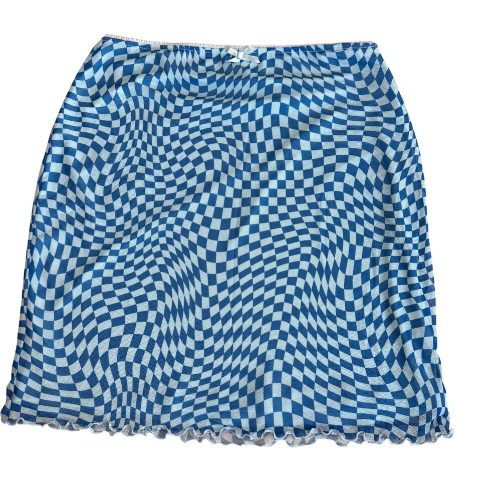Wild Fable Women's Blue Check Mesh Bodycon Mini Skirt - Size Small - NWT